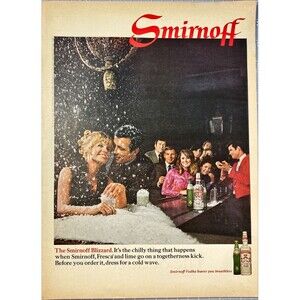 Smirnoff Vodka "Smirnoff Blizzard: Leaves You Breathless" Vintage Print Ad 1968